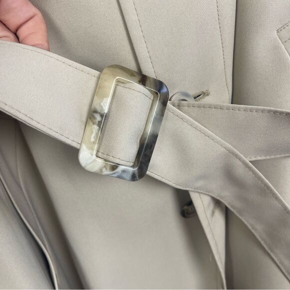 Vintage Grais All Weather Trench Coat Polyester Sz 42 Faux Fur Zip Out Liner - Picture 3 of 5